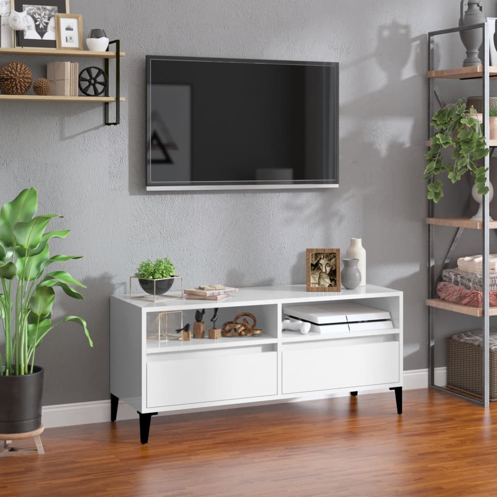 TV-Schrank Hochglanz-Weiß 100x34,5x44,5 cm Holzwerkstoff