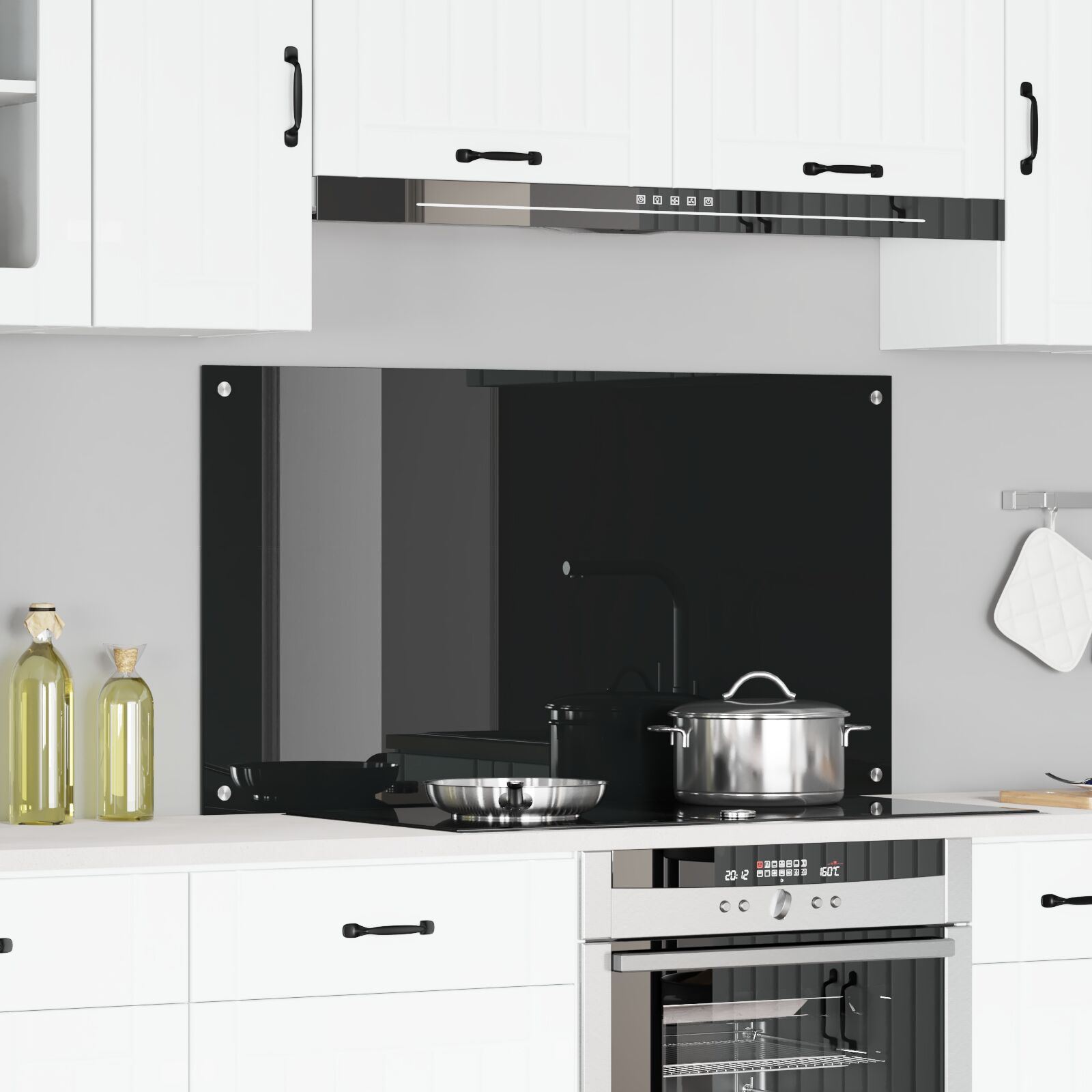 Küchenrückwand Schwarz 110x60x0,6 cm Sicherheitsglas