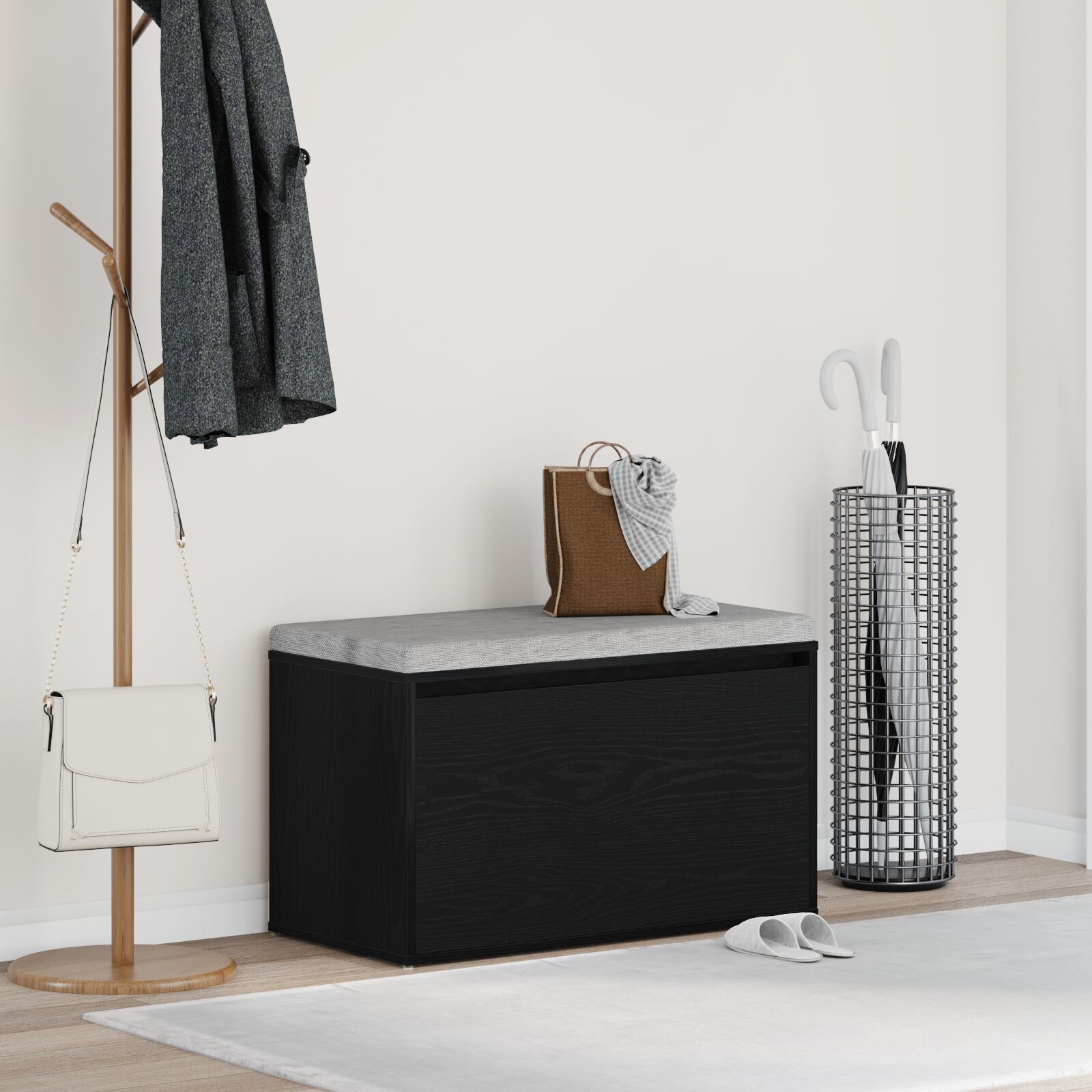 vidaXL Bank Schwarz Eiche 80x40x45 cm aus Spanplatte