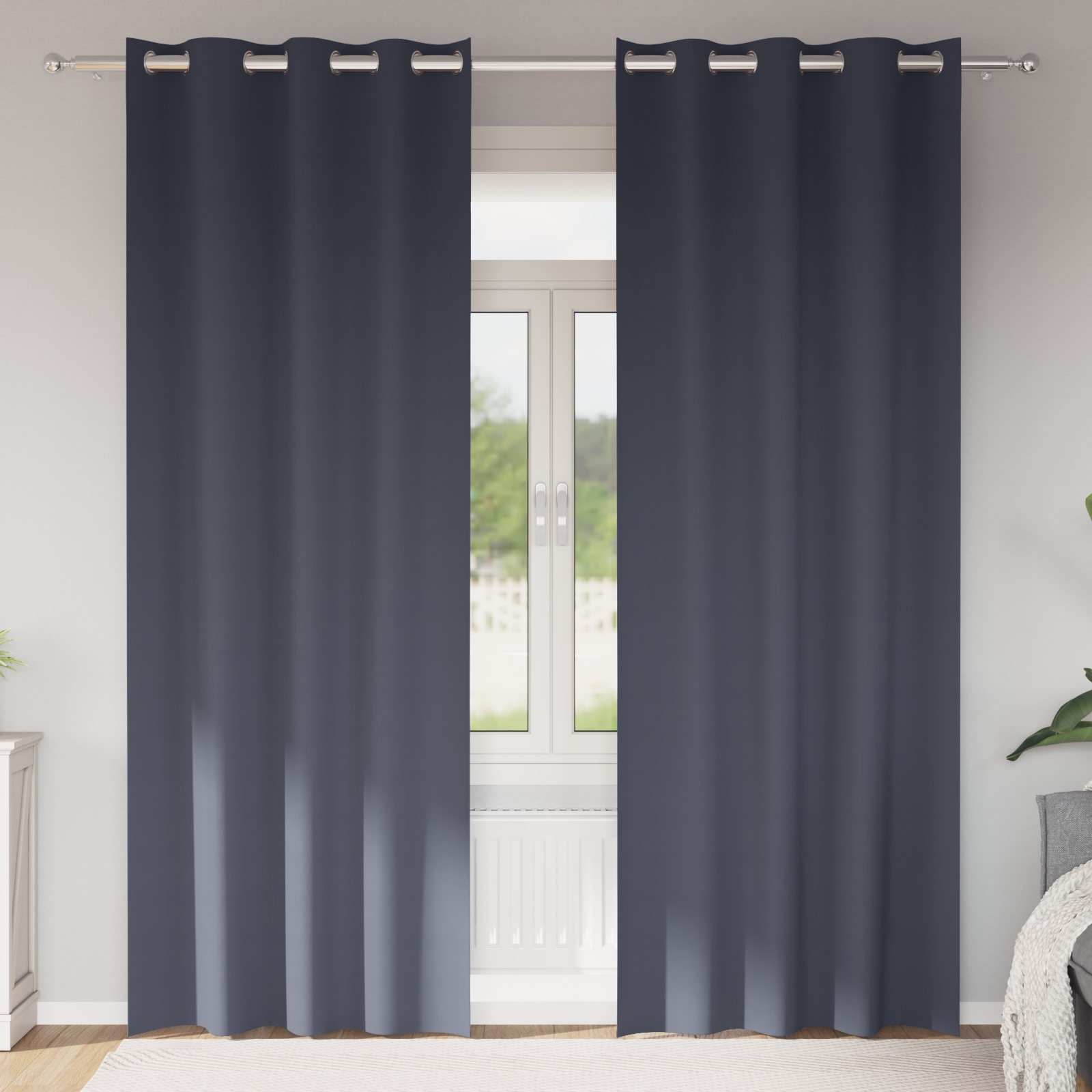 Vorhänge mit Vorhängen 2 pcs Anthrazit 225 x 140 cm Polyester