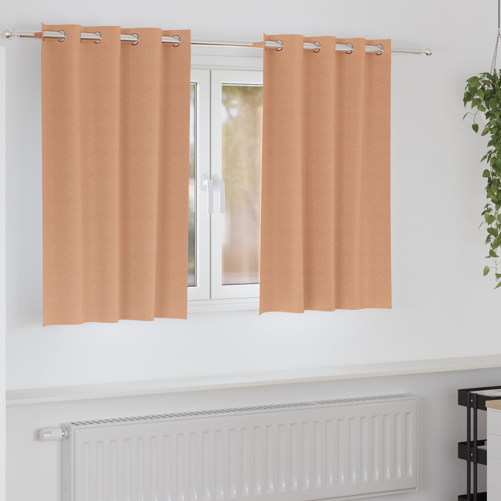 Vorhänge mit Vorhängen 2 pcs Hellbraun 140 x 140 cm Polyester