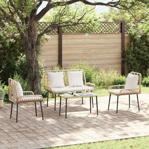 Gartenmöbel Set mit Kissen 4 pcs Braun, Schwarz, Creme