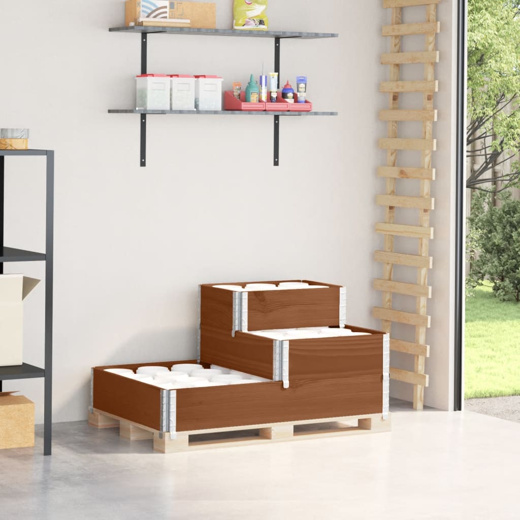Paletten-Aufsatzrahmen 3-fach Braun 120x80 cm Massivholz Kiefer Paletten-Aufsatzrahmen 3-fach Braun 120x80 cm Massivholz Kiefer