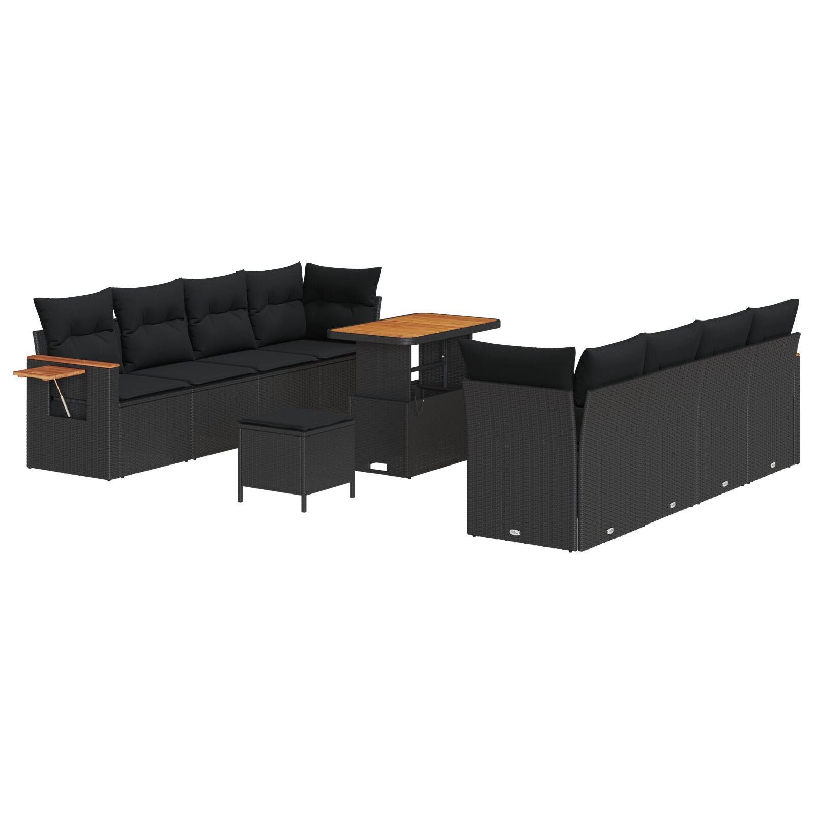 11-teilige Garten Sofa Set mit Kissen Schwarz Poly Rattan Akazie, 3-teiliges Garten Essenset mit Kissen Schwarz Poly Rattan Akazie 11-teilige Garten Sofa Set mit Kissen Schwarz Poly Rattan Akazie, 3-teiliges Garten Essenset mit Kissen Schwarz Poly Rattan Akazie