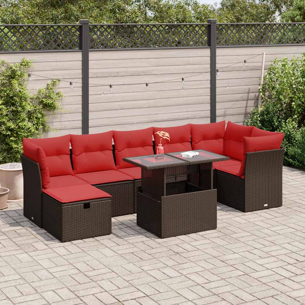 8-tlg. Garten-Sofagarnitur mit Kissen Schwarz Poly Rattan 8-tlg. Garten-Sofagarnitur mit Kissen Schwarz Poly Rattan