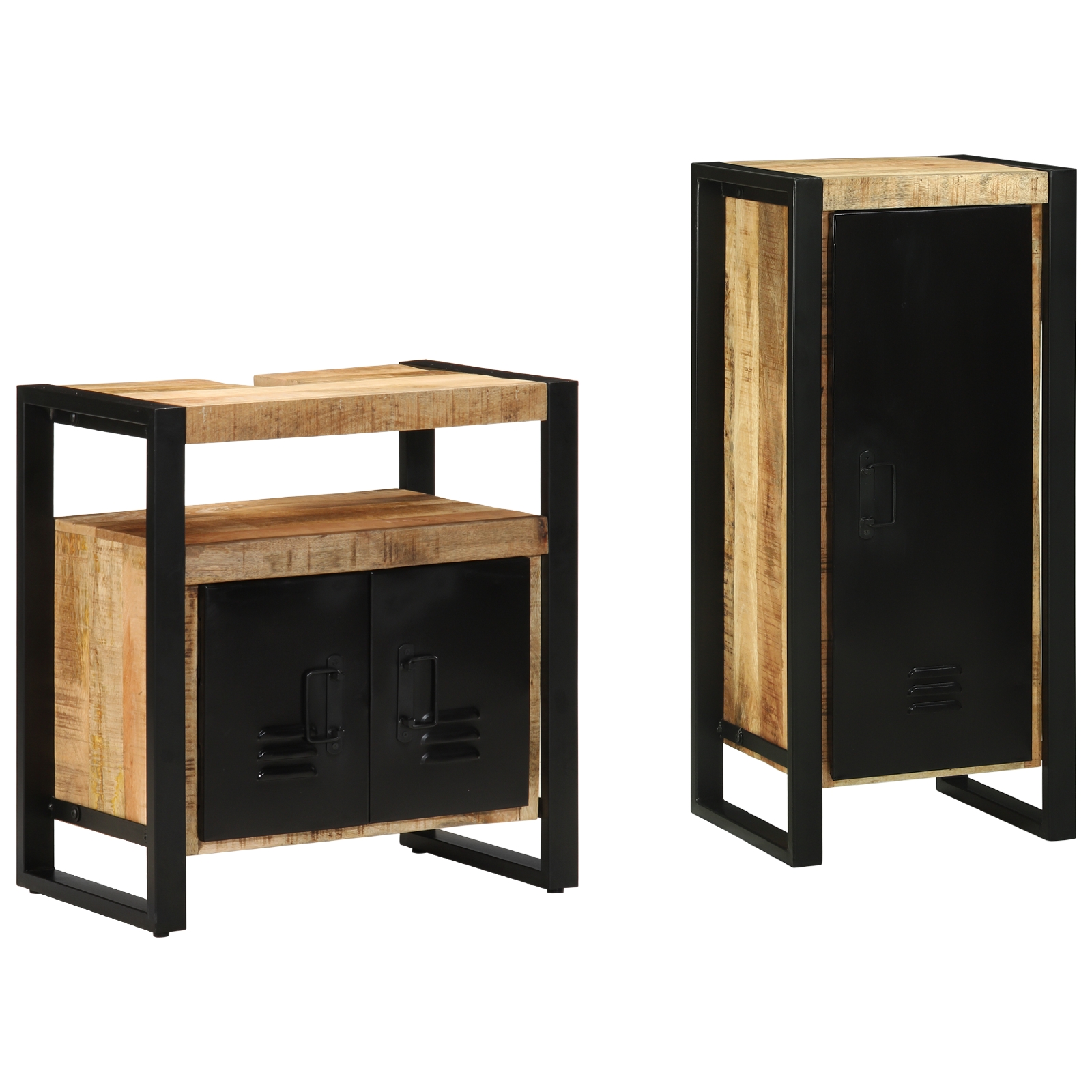 Badezimmermöbel Set mit Regal 2 pcs Braun Massives Mango-Holz