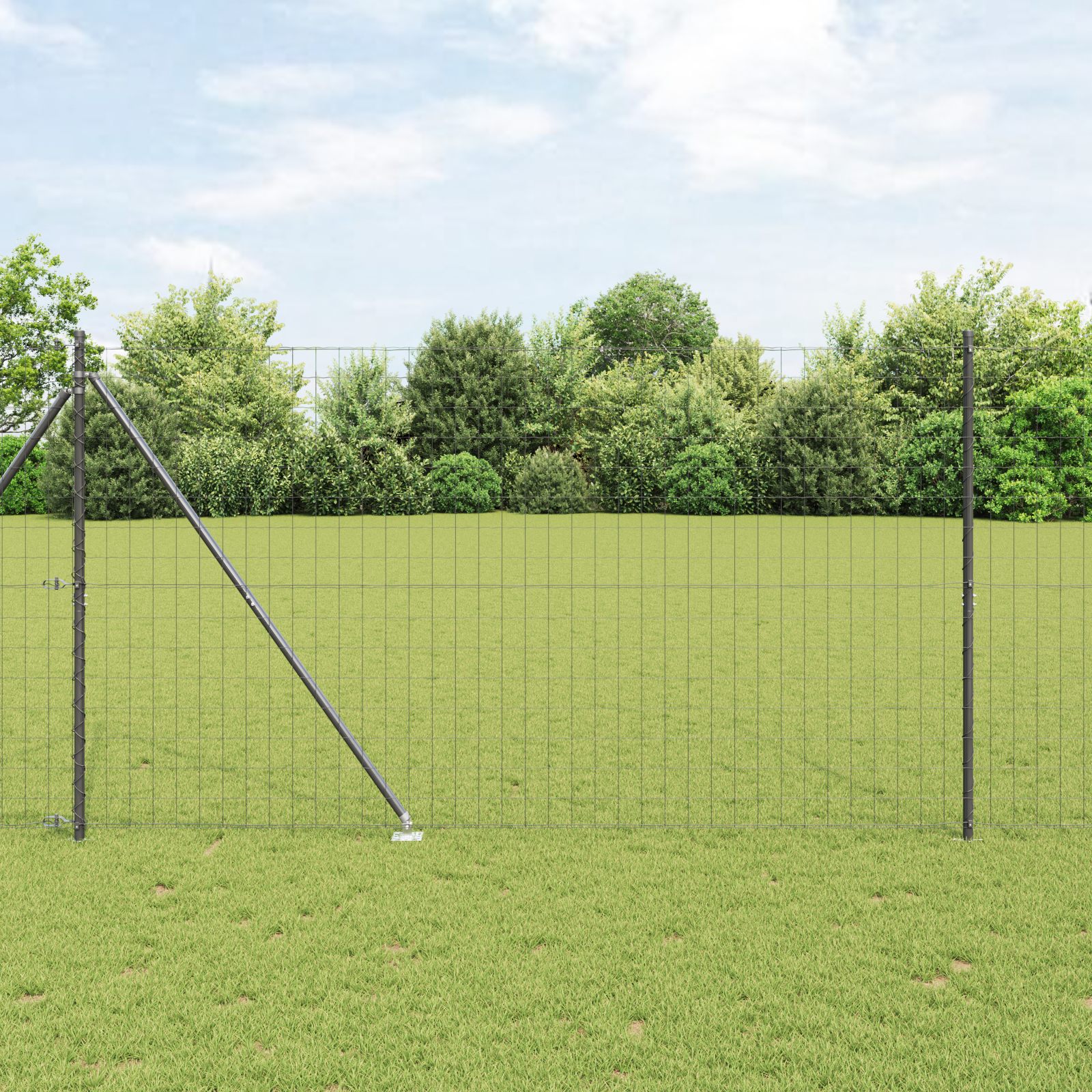 Euro Zaun mit 7 Spike-Pfosten 1.5x10 m verzinkter Stahl grau