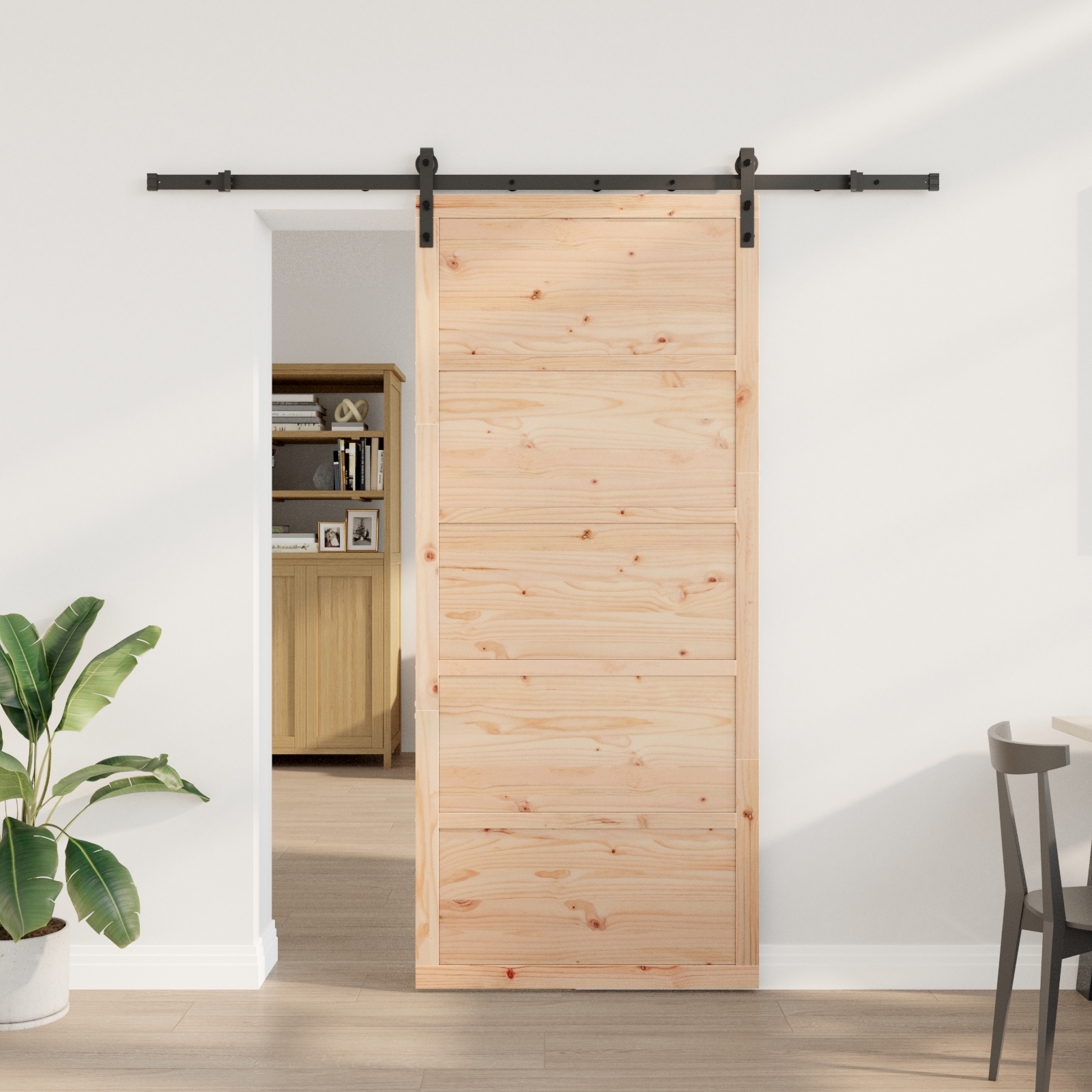 Schiebetür Braun 80 x 208 cm Massivholz Kiefer
