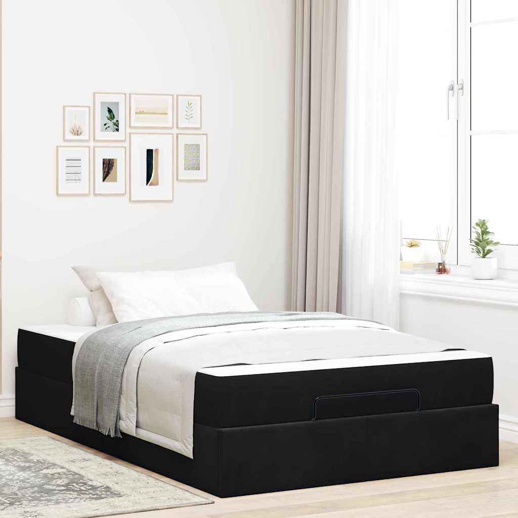 Bettgestell mit Speicher Schwarz 120 x 200 cm Samt