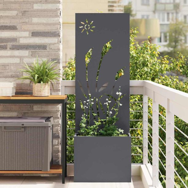 Blumentopf mit dekorativem Paneel Anthrazit 50 x 140 cm
