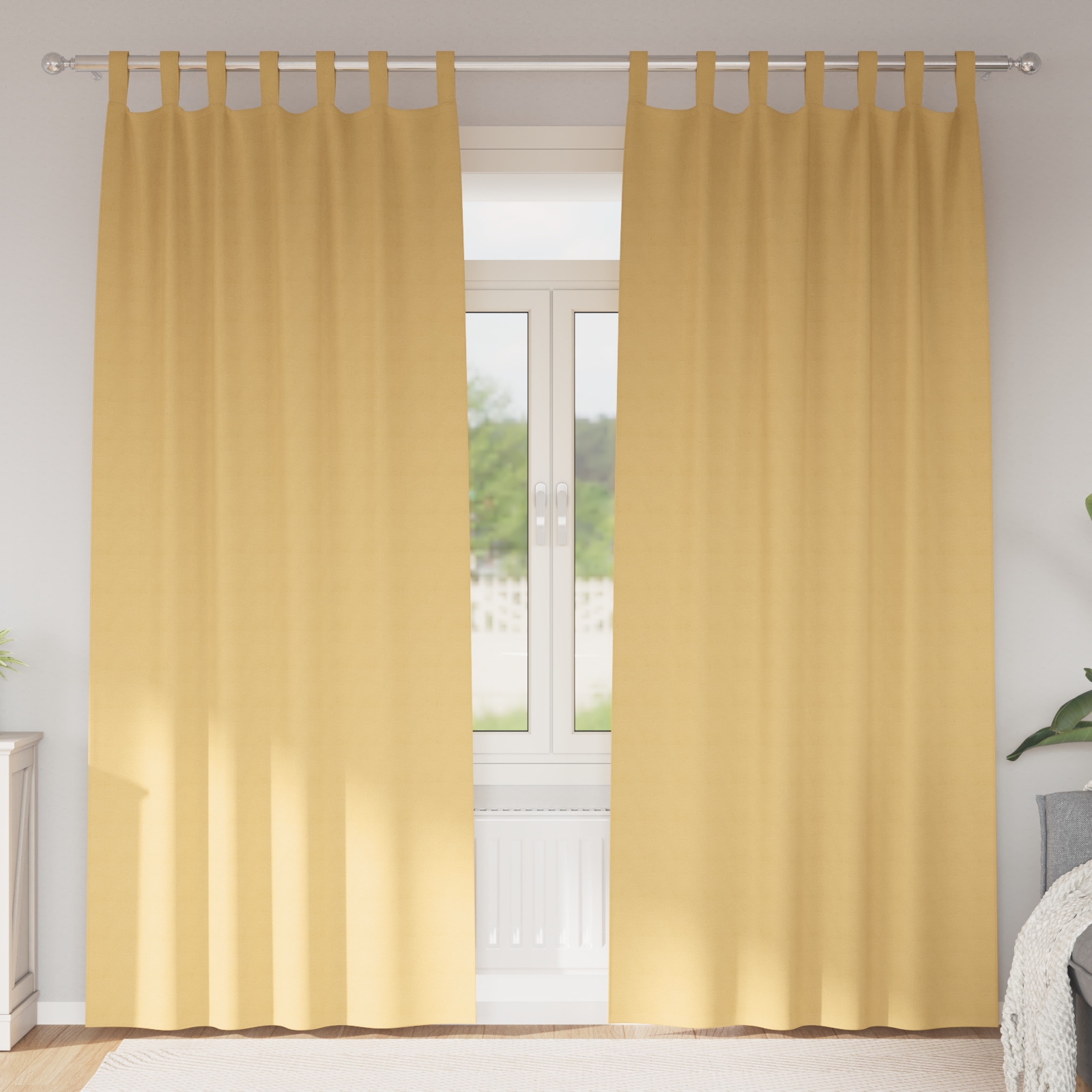 Vorhänge mit Vorhängen 2 pcs Beige 245 x 140 cm Polyester