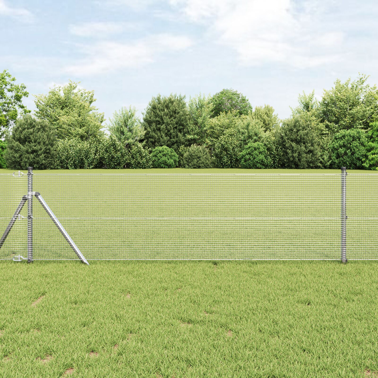 Schweissdrahtzaun mit 13 Pfosten 0.5x100 m Verzinkter Stahl
