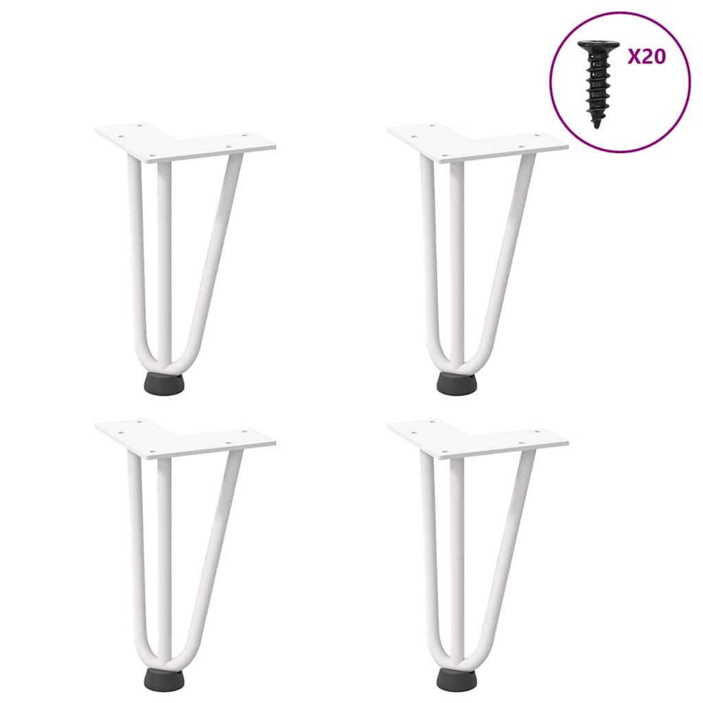Haarnadelbeine 4 Stk. Weiß 20 cm Massivstahl