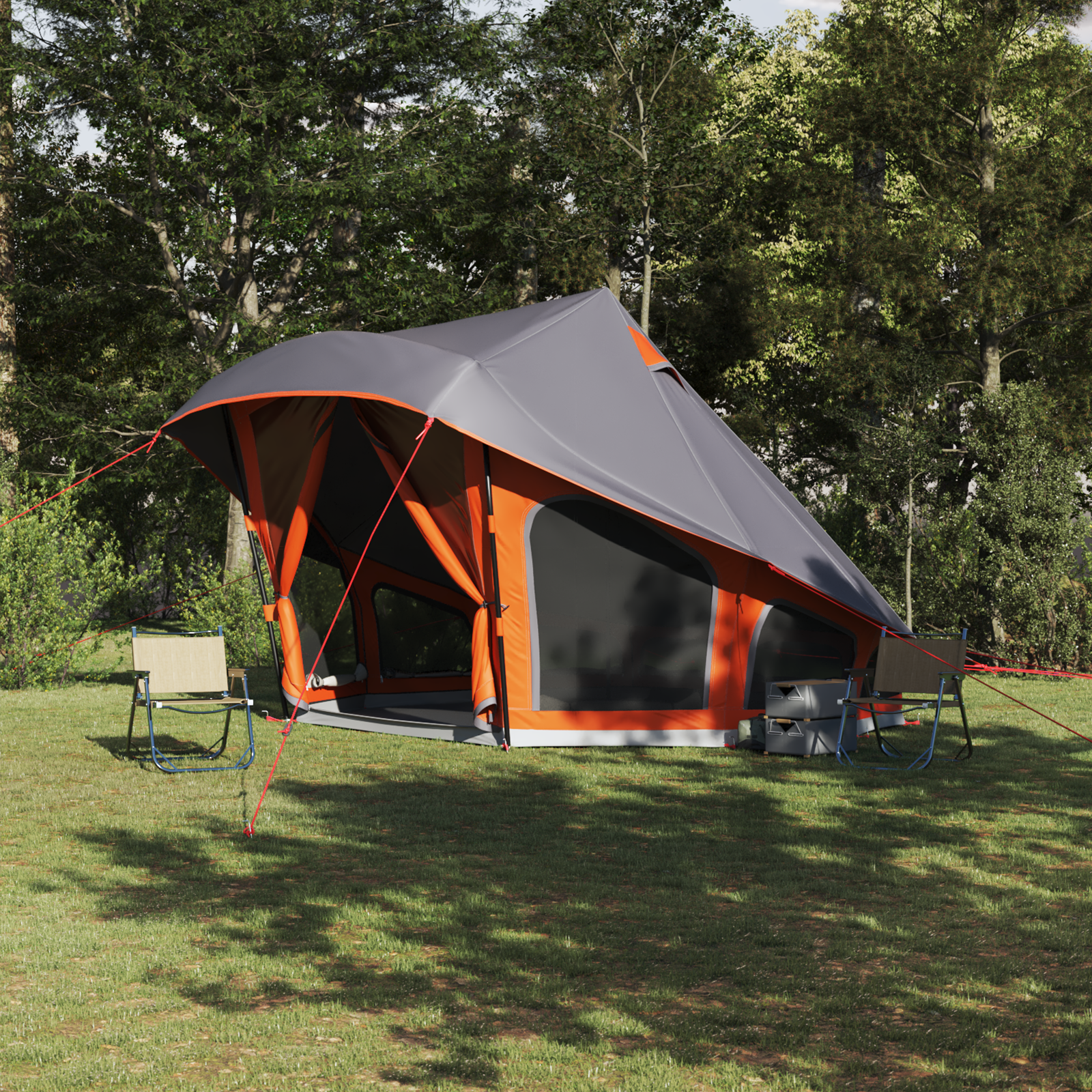 Familienzelt Tipi in Grau und Orange für 10 Personen - Wasserfest