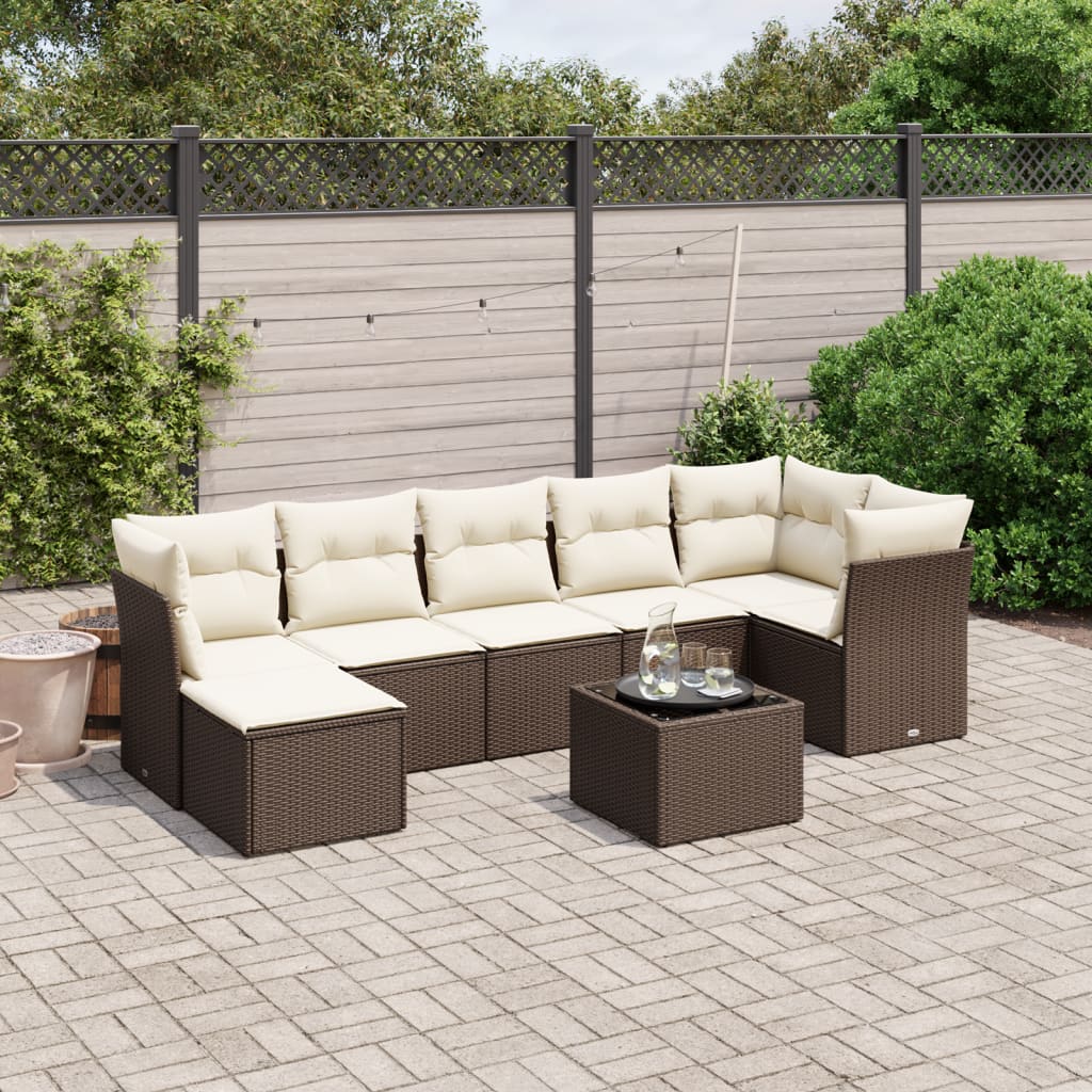 8-tlg. Garten-Sofagarnitur mit Kissen Braun Poly Rattan 8-tlg. Garten-Sofagarnitur mit Kissen Braun Poly Rattan