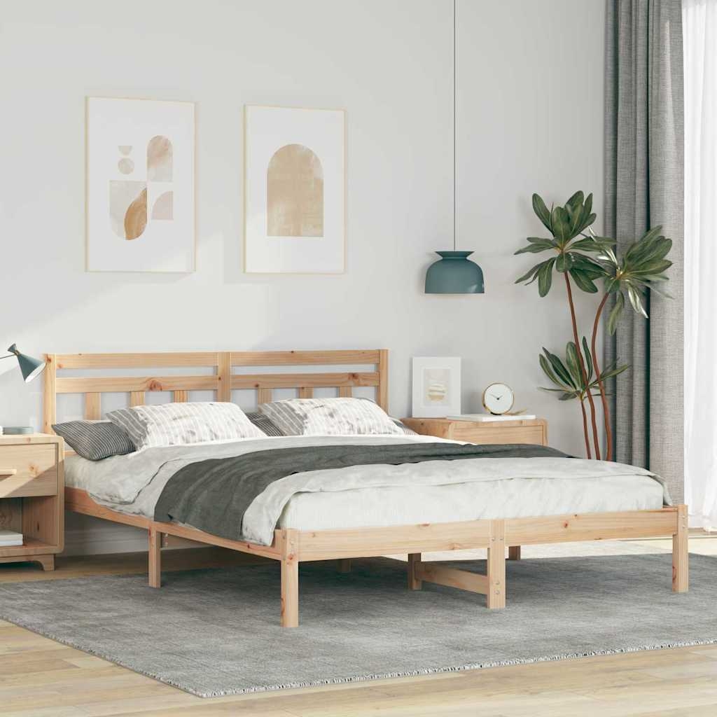 Bettgestell Braun 160 cm x 200 cm Massivholz Kiefer