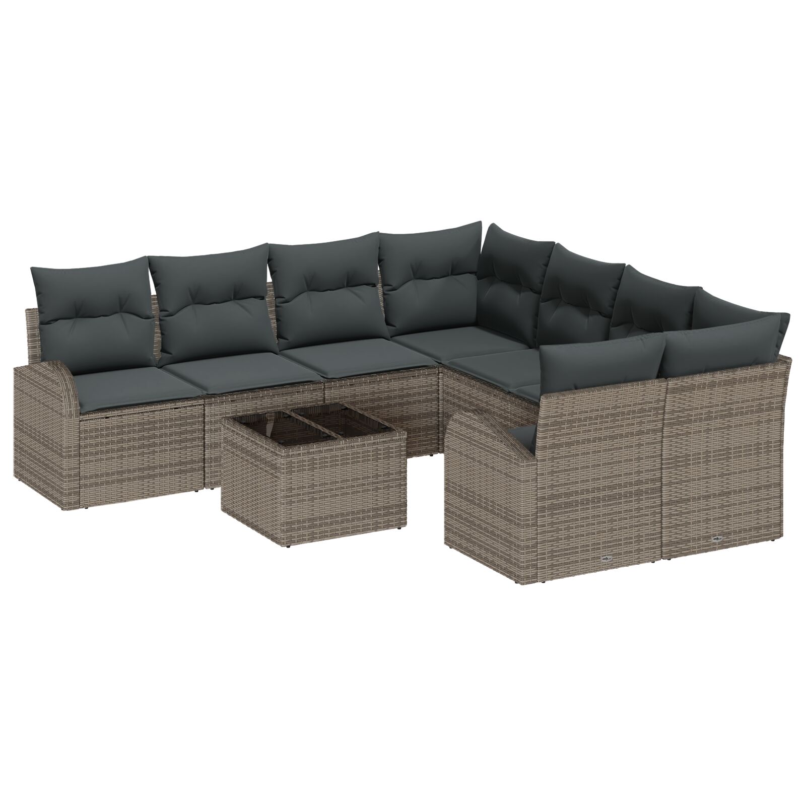 9-teiliges Garten Sofa Set mit Kissen Grau Poly Rattan, 2-Sitzer Garten Sofa mit Stauraum & Kissen Grau Poly Rattan 9-teiliges Garten Sofa Set mit Kissen Grau Poly Rattan, 2-Sitzer Garten Sofa mit Stauraum & Kissen Grau Poly Rattan