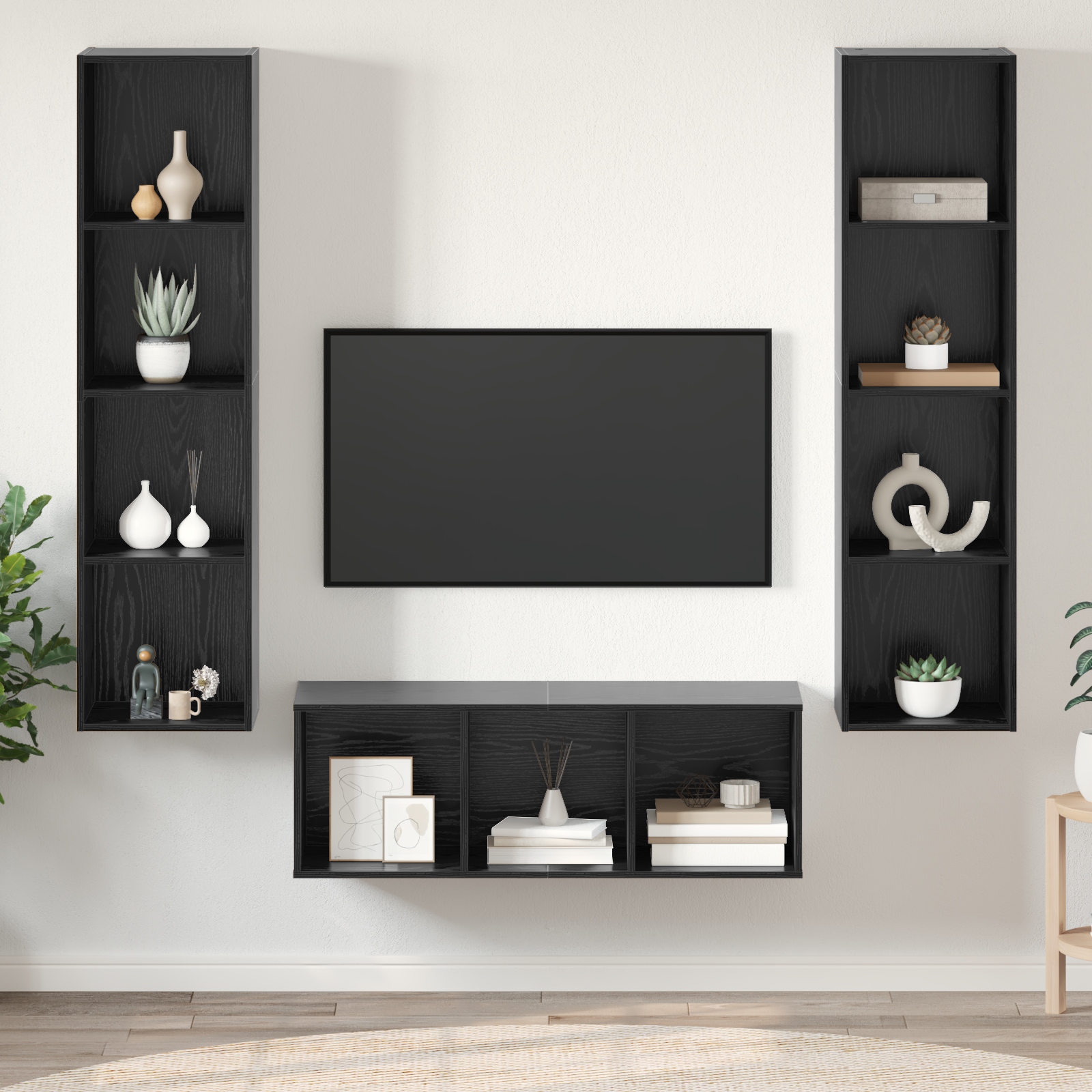 TV-Schrank Set 3 pcs Schwarze Eiche 37 x 37 x 142,5 cm