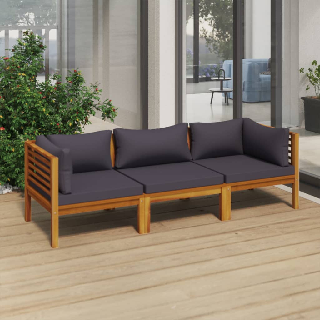 3-Sitzer-Gartensofa mit Auflage Akazie Massivholz 3-Sitzer-Gartensofa mit Auflage Akazie Massivholz