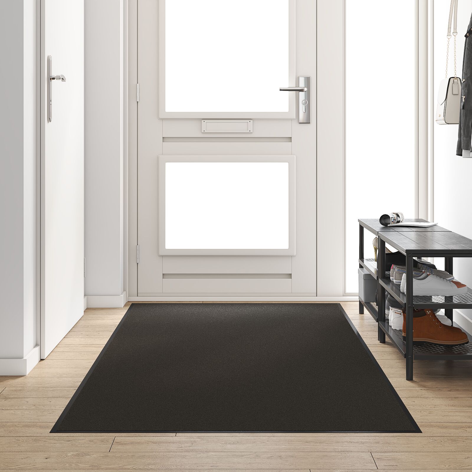 vidaXL Fußmatte Waschbar Schwarz 120x250 cm