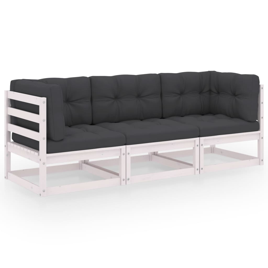 3-Sitzer-Gartensofa mit Kissen Kiefer Massivholz 3-Sitzer-Gartensofa mit Kissen Kiefer Massivholz