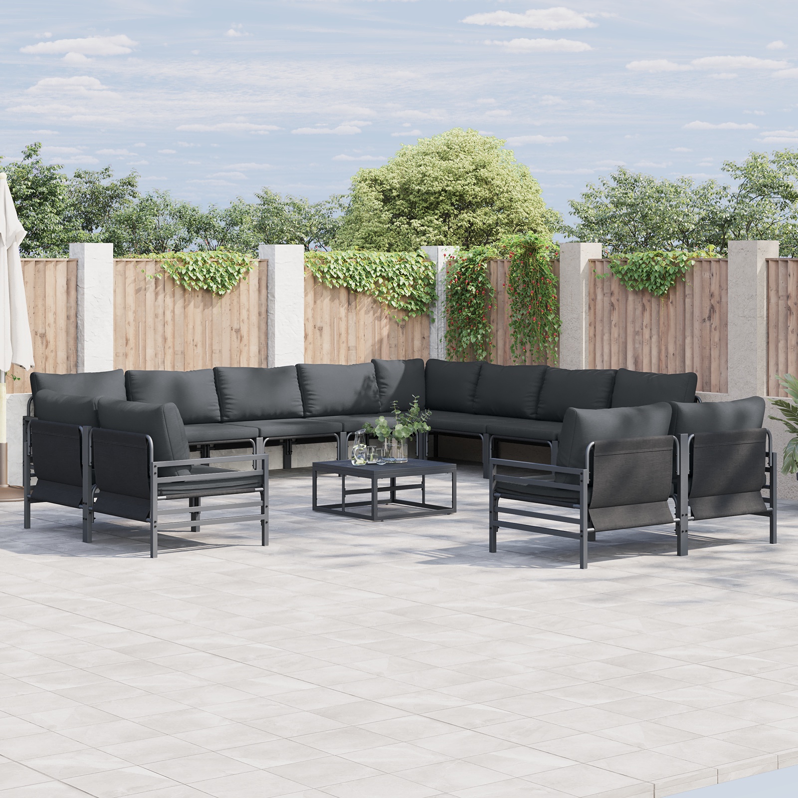 Garten-Sofa-Set 13 pcs Anthrazit Stahl Garten-Sofa-Set 13 pcs Anthrazit Stahl