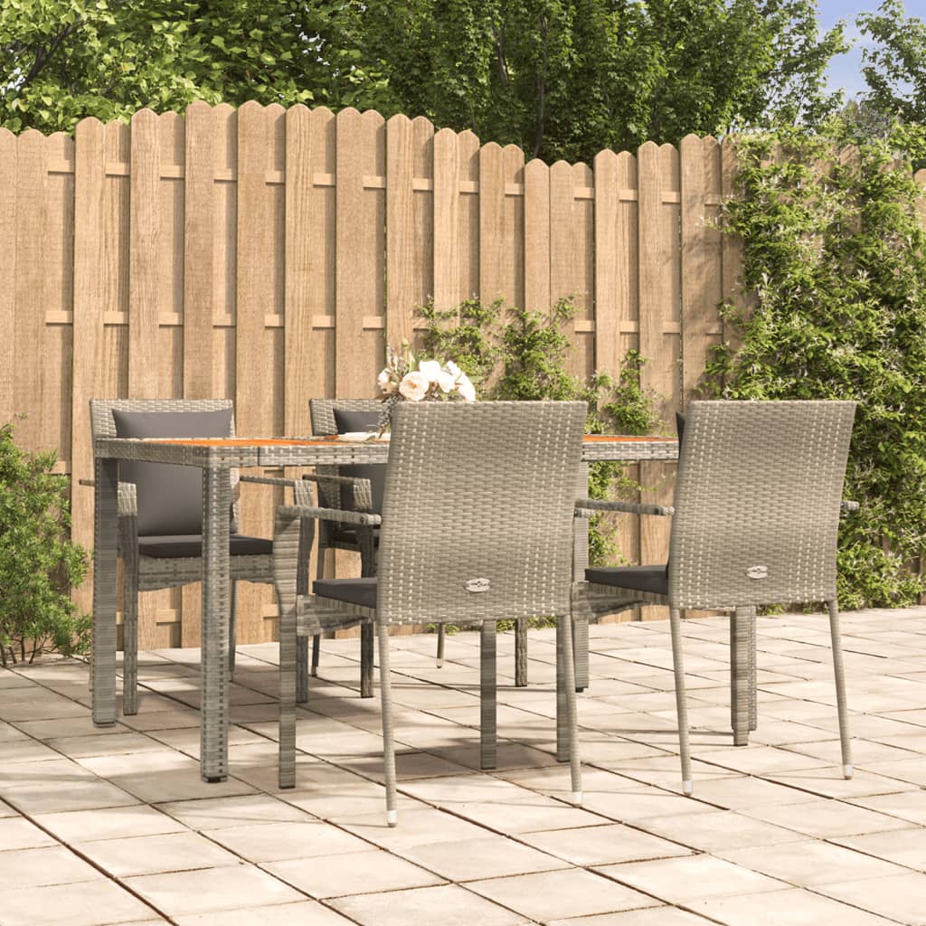 5-tlg. Garten-Essgruppe mit Kissen Grau Poly Rattan 5-tlg. Garten-Essgruppe mit Kissen Grau Poly Rattan