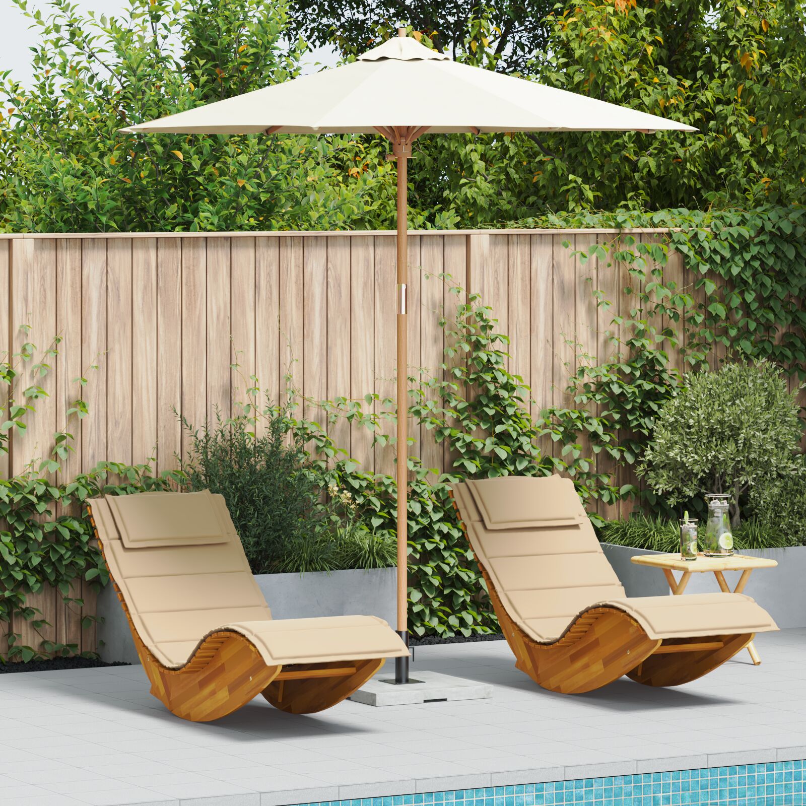 vidaXL Gartenparasol Cremeweiß 240x260 cm aus Bambus