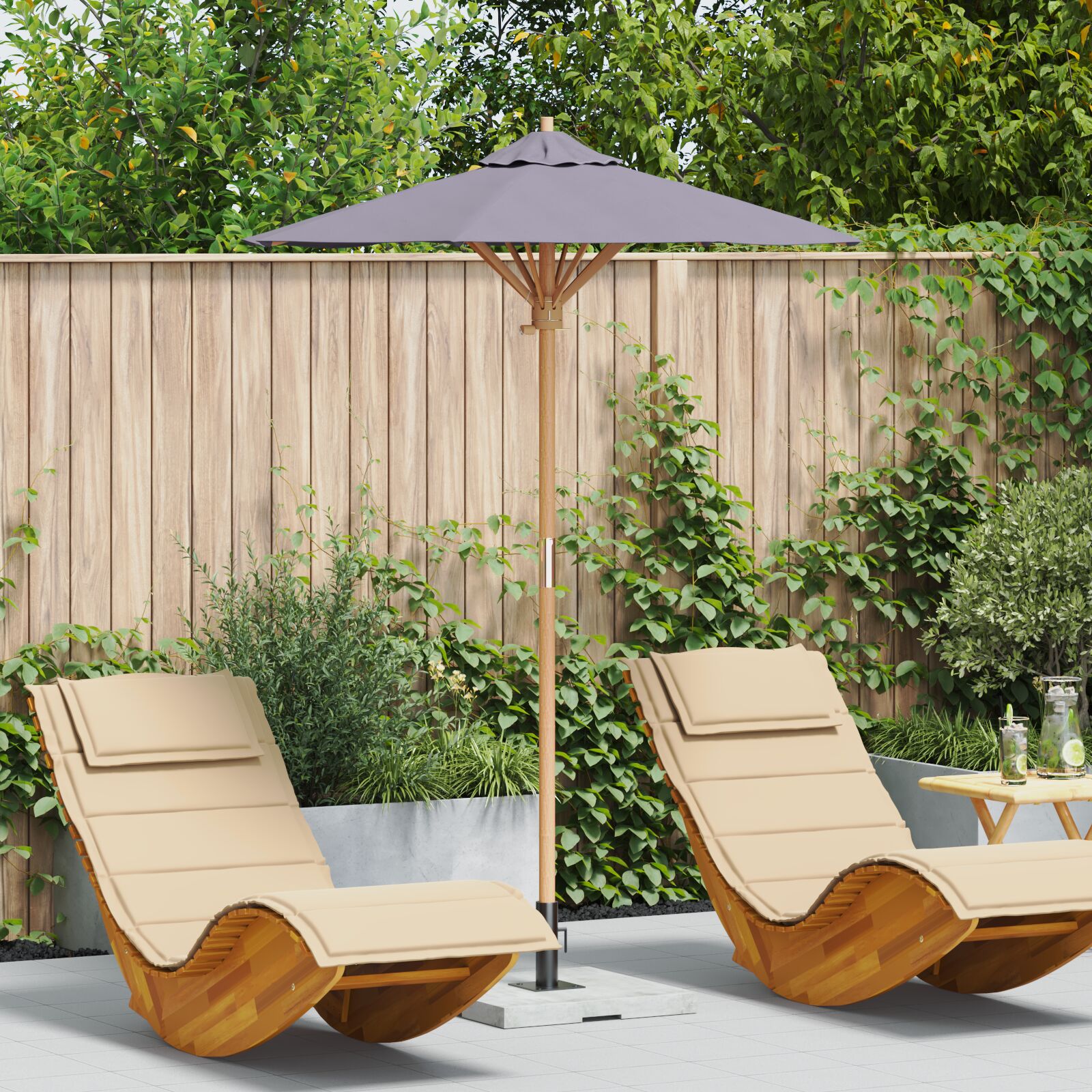 vidaXL Garten-Sonnenschirm Dunkelgrau 150x210 cm Bambus