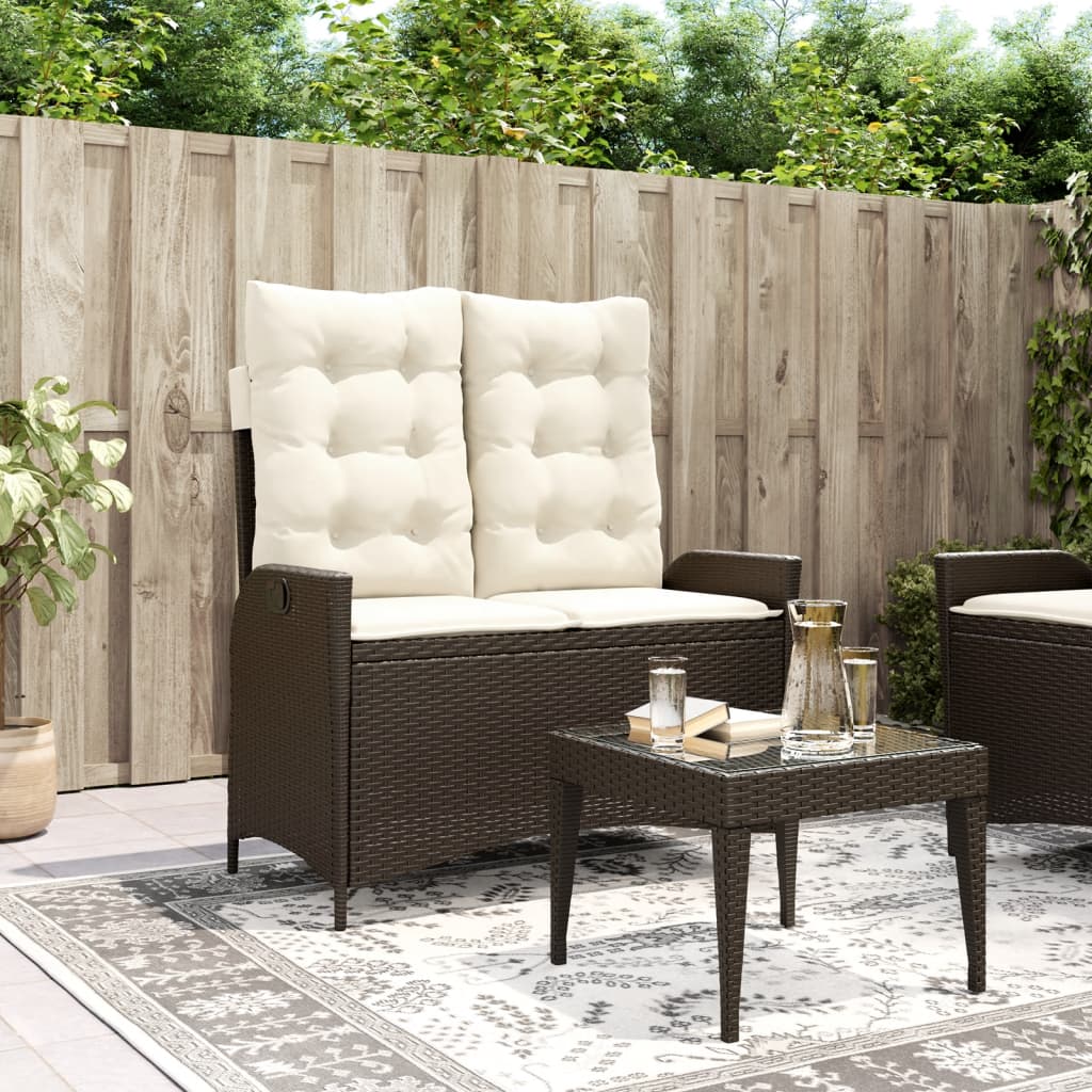 Gartenbank Verstellbar mit Kissen Braun Poly Rattan Gartenbank Verstellbar mit Kissen Braun Poly Rattan