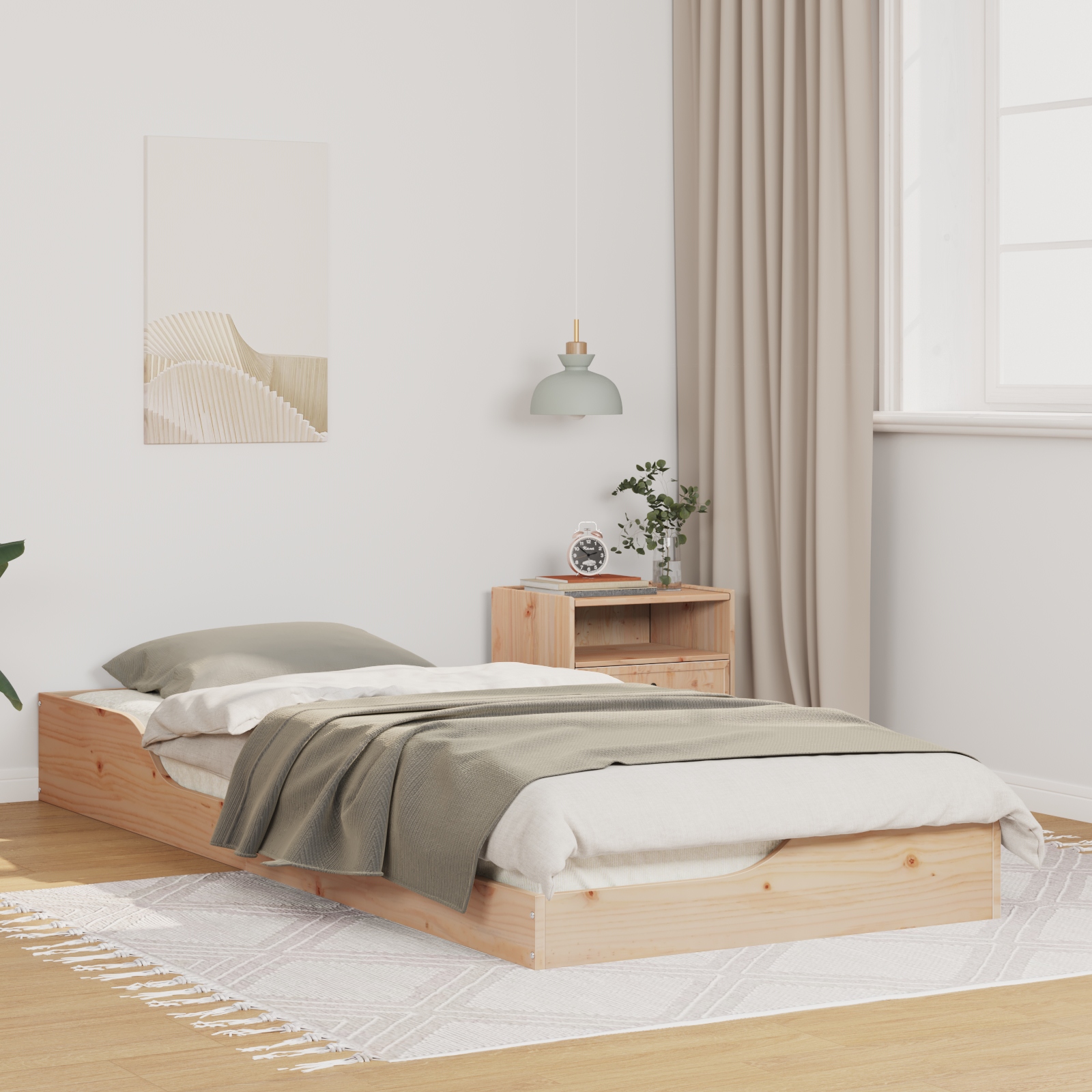Bodenbettgestell Braun 100 x 220 cm Massivkiefer