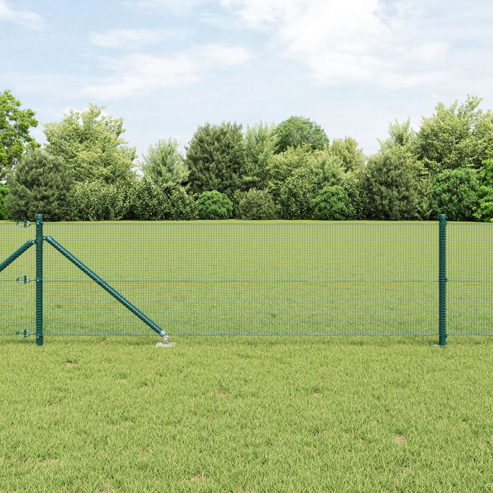Geschweißter Drahtzaun mit 13 Spike-Posts Grün 0,6x25 m Stahl