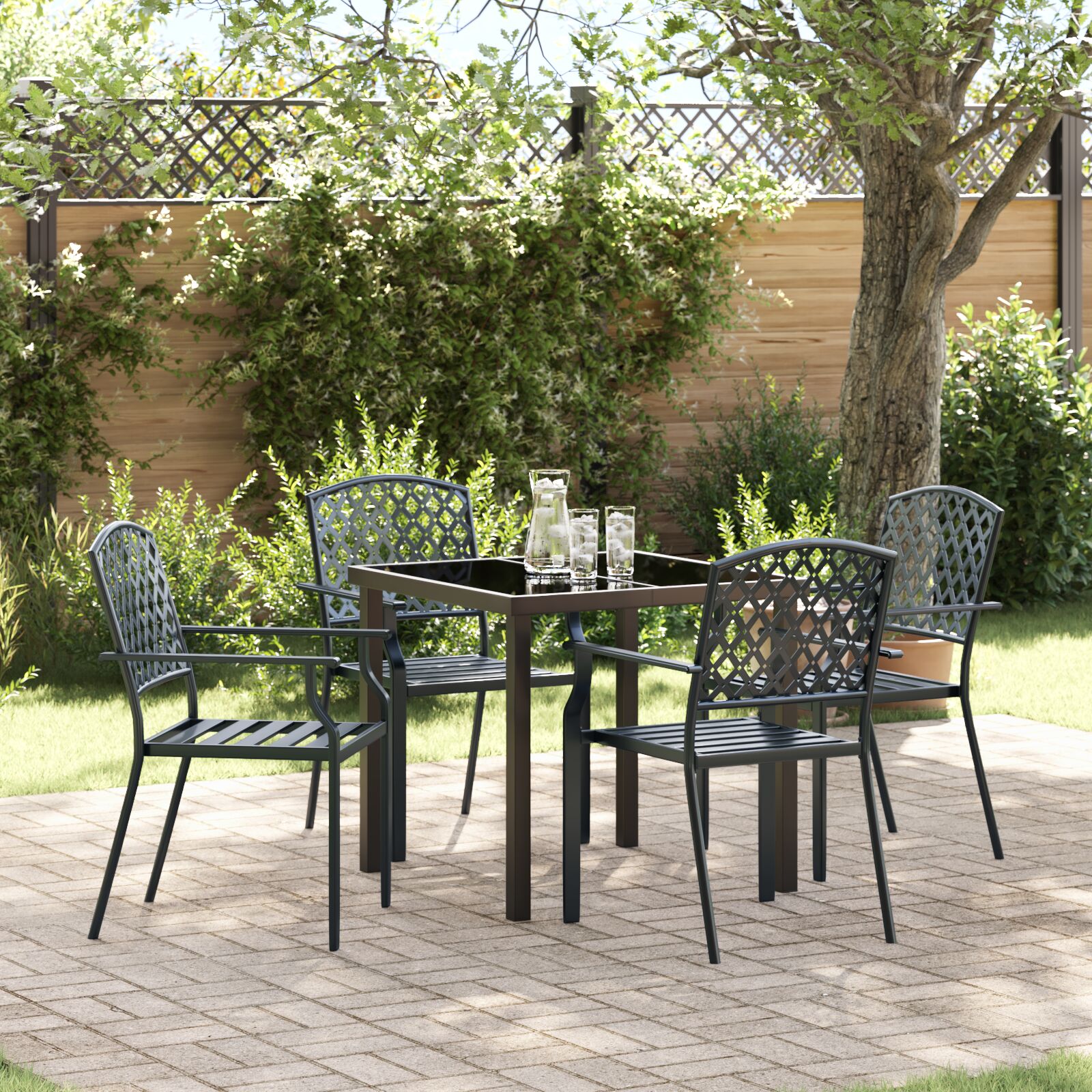 5-teilige Garten Essgruppe Anthrazit Stahl 5-teilige Garten Essgruppe Anthrazit Stahl