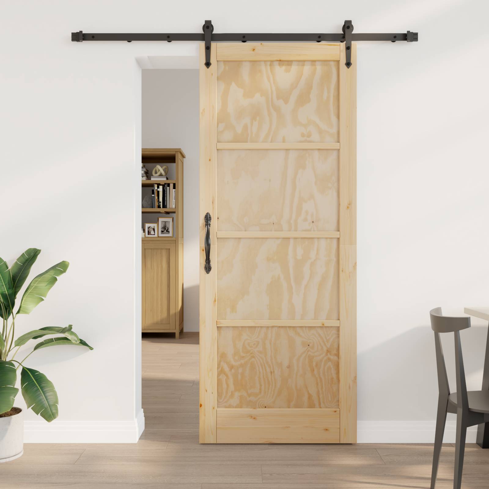 Schiebetür mit Hardware Set 83x211 cm aus massivem Kiefernholz