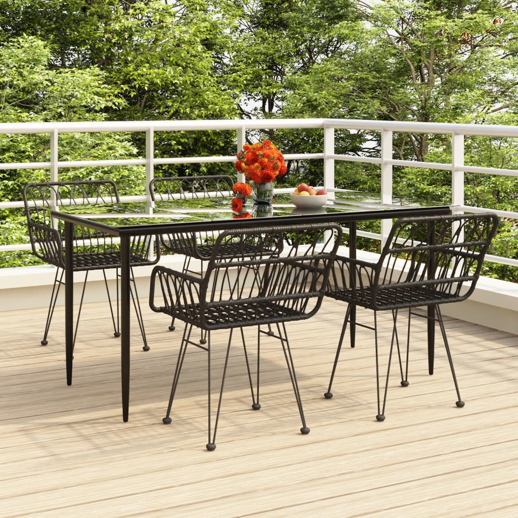 5-tlg. Garten-Essgruppe Schwarz Poly Rattan 5-tlg. Garten-Essgruppe Schwarz Poly Rattan