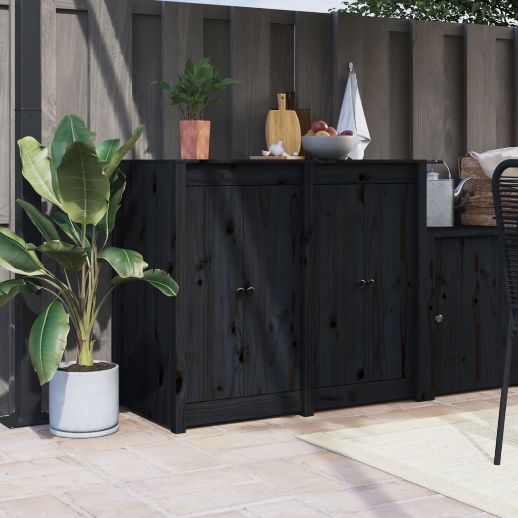 Türen für Outdoor-Küche 2 Stk. Schwarz 50x9x82 cm Kiefernholz Türen für Outdoor-Küche 2 Stk. Schwarz 50x9x82 cm Kiefernholz