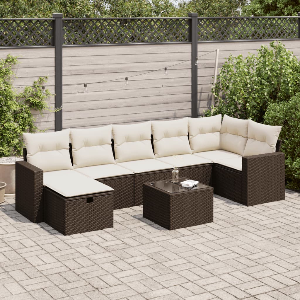 8-tlg. Garten-Sofagarnitur mit Kissen Braun Poly Rattan 8-tlg. Garten-Sofagarnitur mit Kissen Braun Poly Rattan
