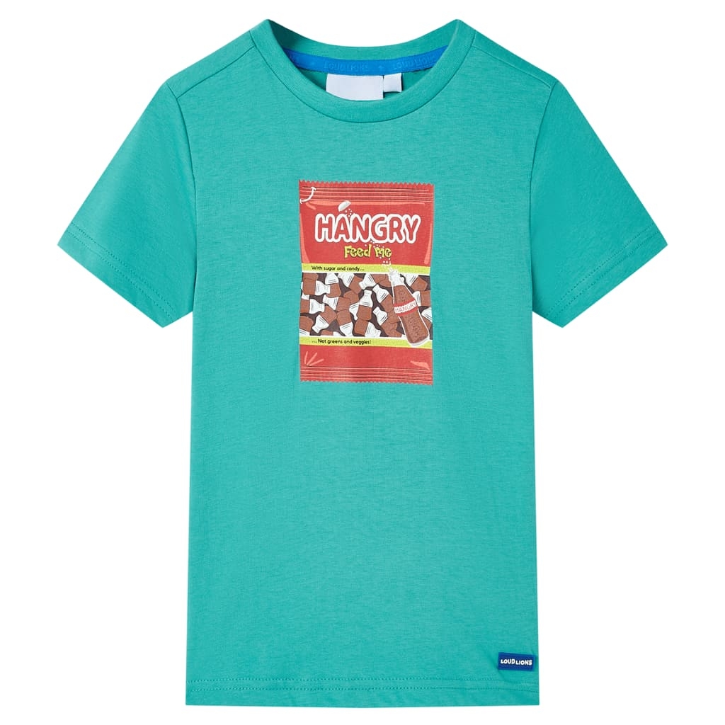 Kinder-Kurzarmshirt Dunkles Minzgrün 128