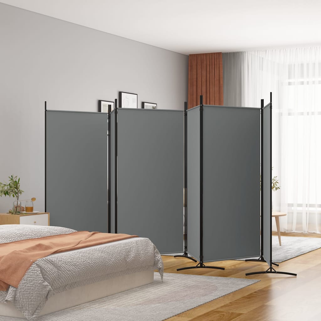 6-tlg. Paravent Anthrazit 520x180 cm Stoff