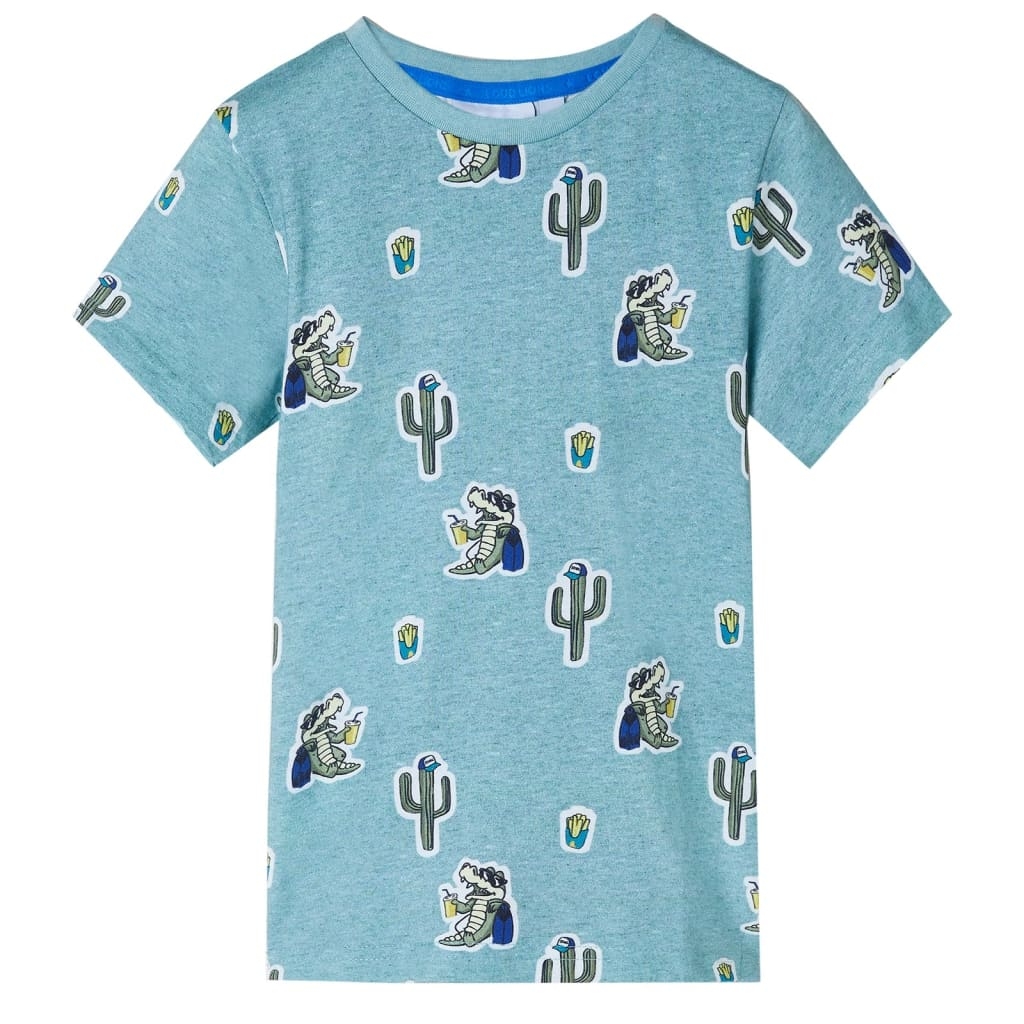 Kinder-T-Shirt Hellgrün Melange 128