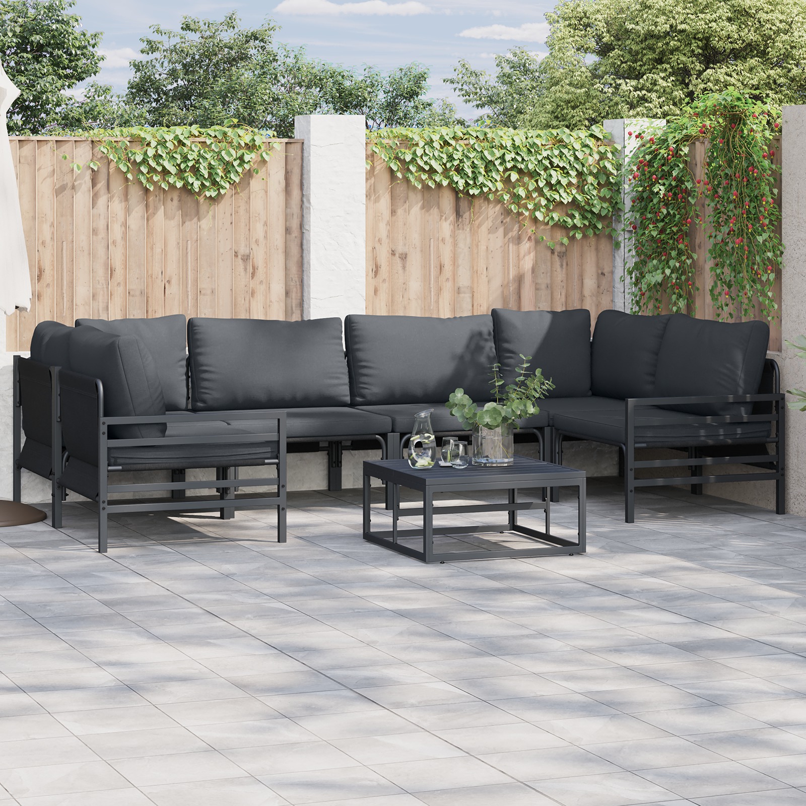 Garten-Sofa-Set 6 pcs Anthrazit Stahl