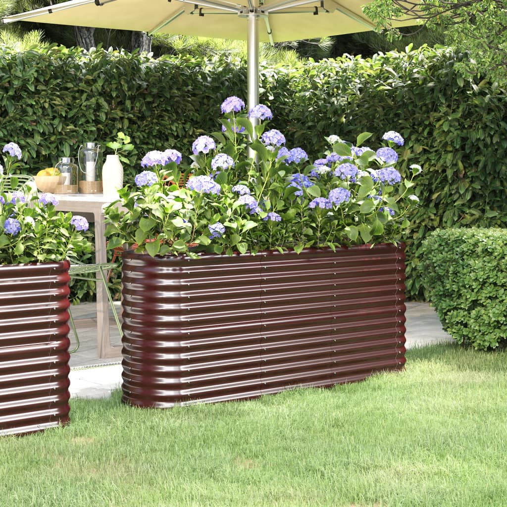 Hochbeet Pulverbeschichteter Stahl 152x40x68 cm Braun Hochbeet Pulverbeschichteter Stahl 152x40x68 cm Braun