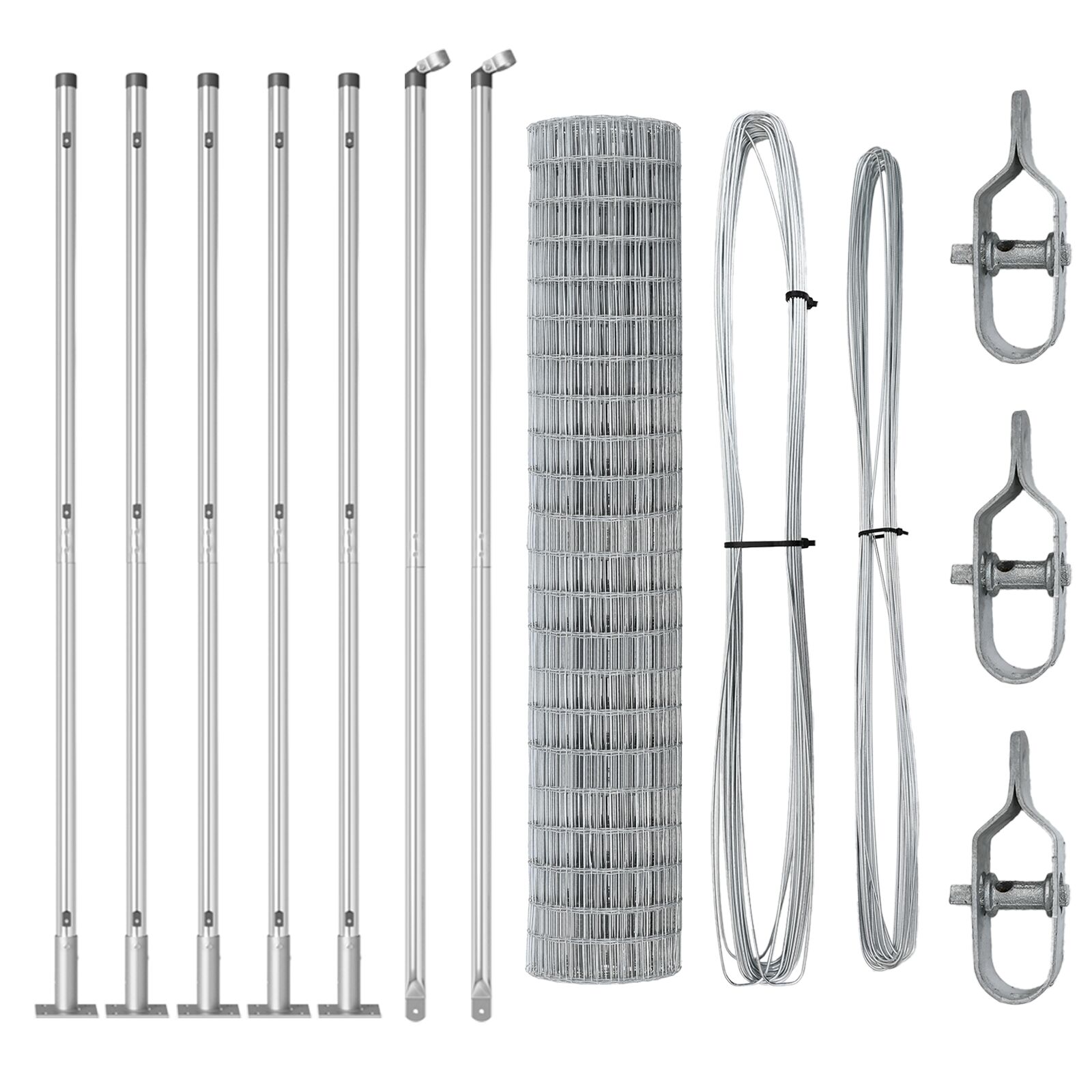Euro Zaun mit 7 Flanschpfosten 1,4x10 m galvanisierter Stahl
