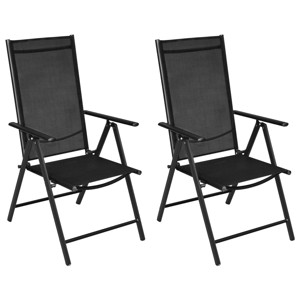 Gartenstühle Klappbar 2 Stk. Aluminium und Textilene Schwarz Gartenstühle Klappbar 2 Stk. Aluminium und Textilene Schwarz