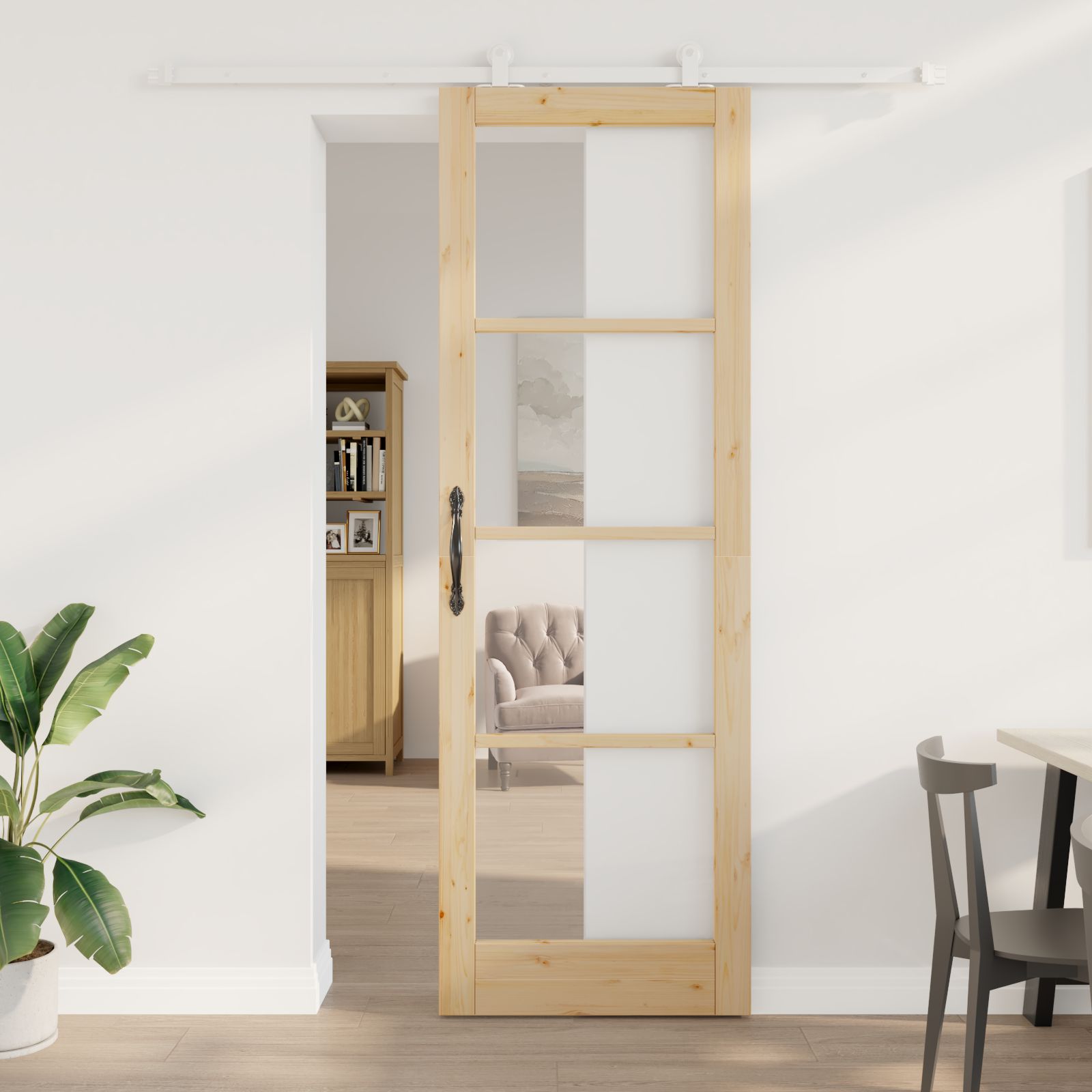 Schiebetür mit Beschlägen 'ORKDAL'Massivholz & Glas