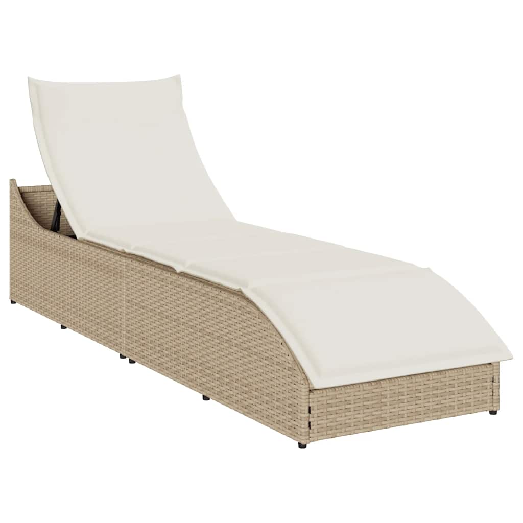 Klappliege mit Auflage und Stauraum Beige Poly-Rattan Klappliege mit Auflage und Stauraum Beige Poly-Rattan