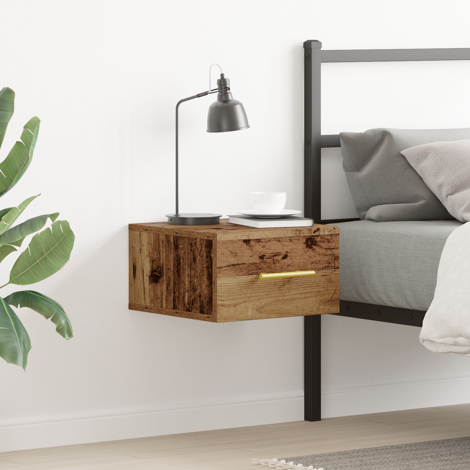 vidaXL Nachttisch Wandmontiert Altes Holz 35x35x20 cm