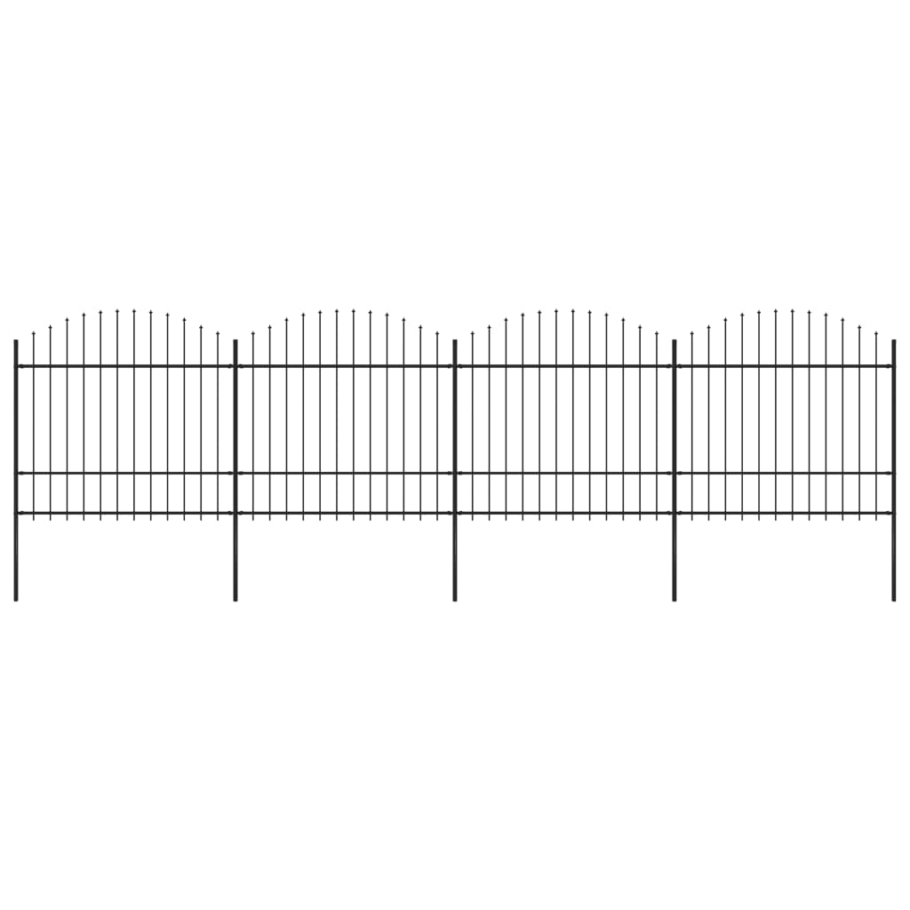 Gartenzaun mit Speerspitzen Stahl (1,5 - 1,75) x 6,8 m Schwarz