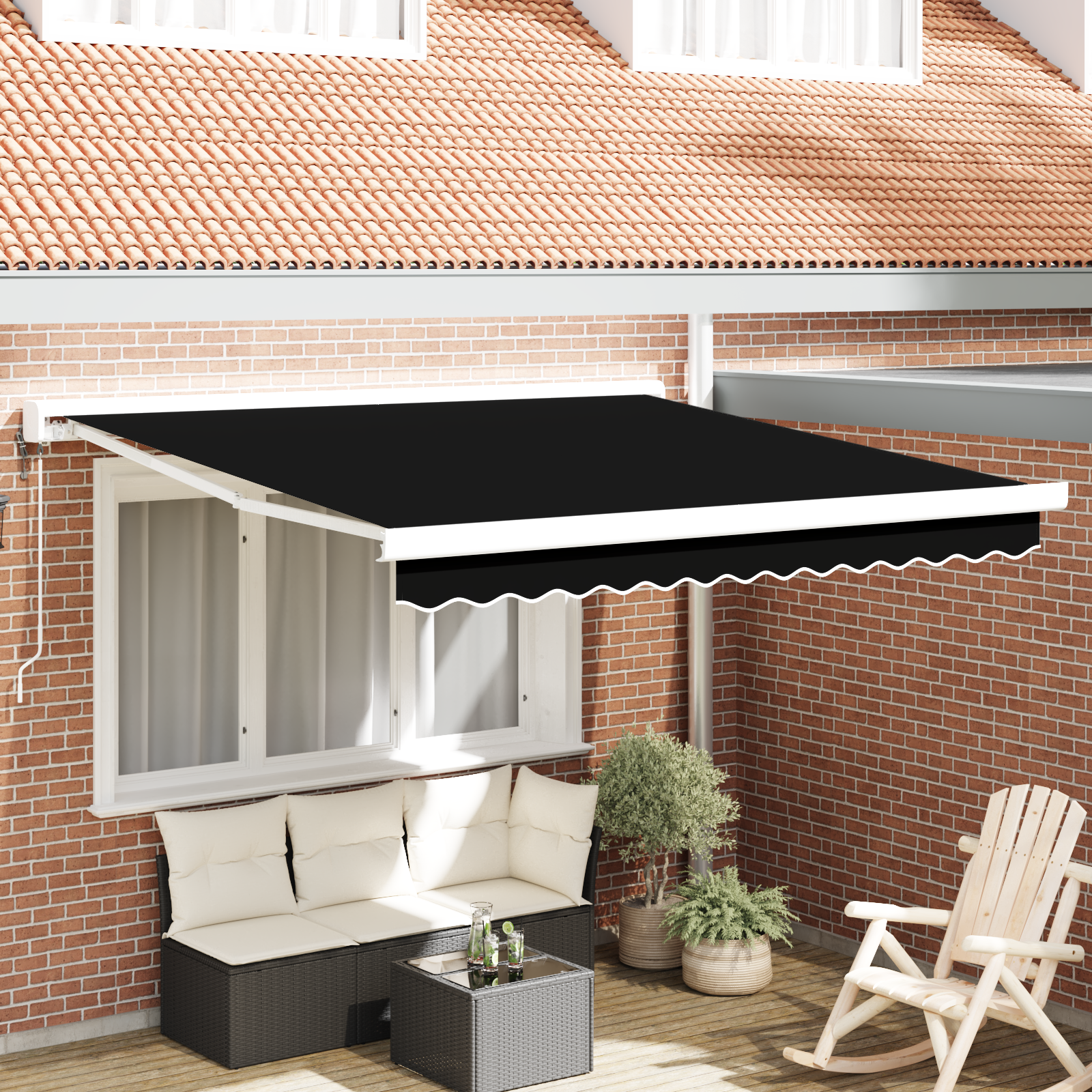 Automatische einziehbare Markise Schwarz 350 x 250 cm