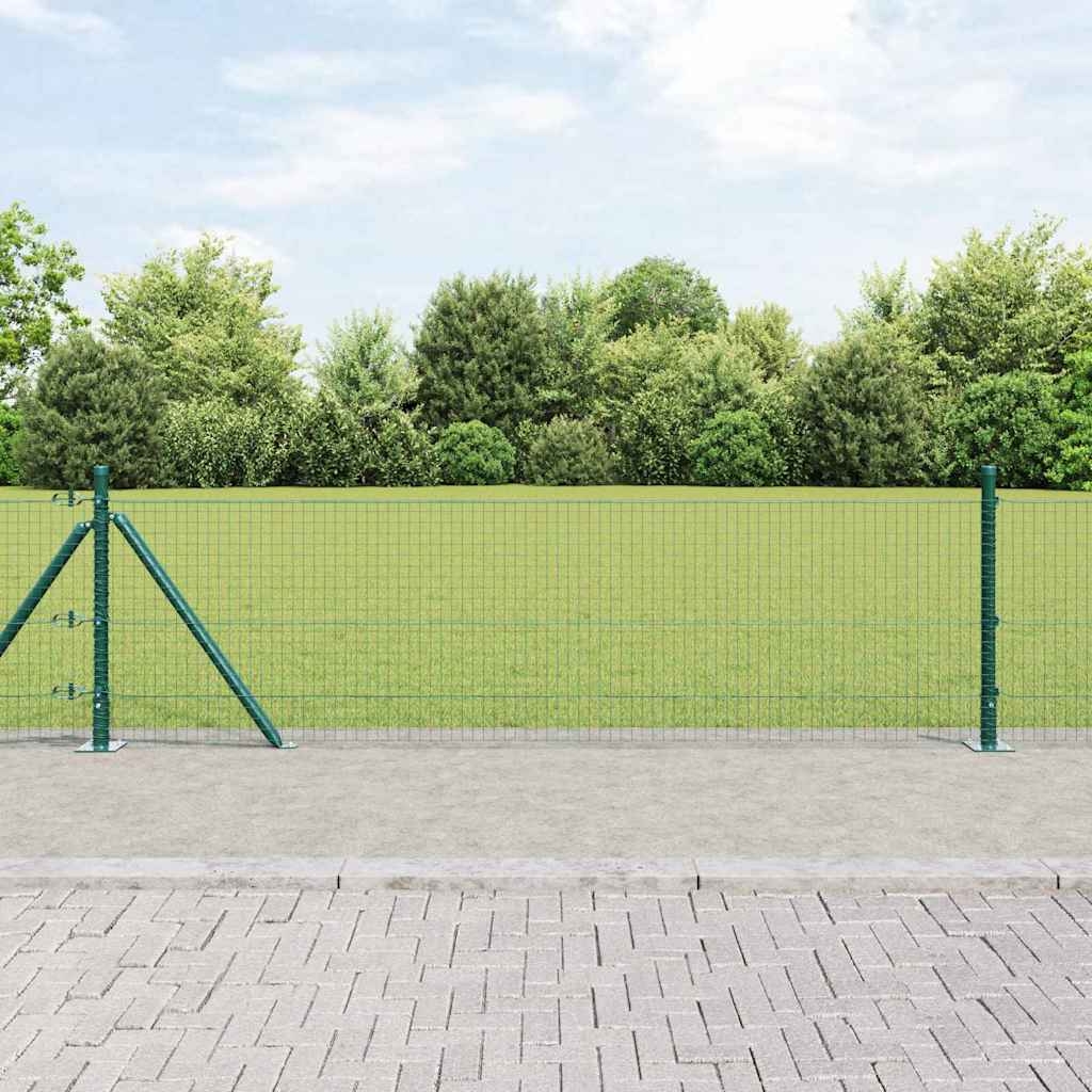 Schweißdrahtzaun mit 13 Flanschteilen Grün 0,5x100 m Stahl